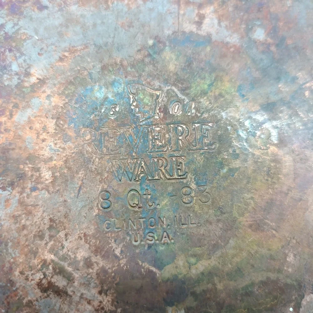 Revere Ware 1801 Copper Bottom 8 Qt 83 Stock Pot with‎ Lid Clinton ILL USA Vtg